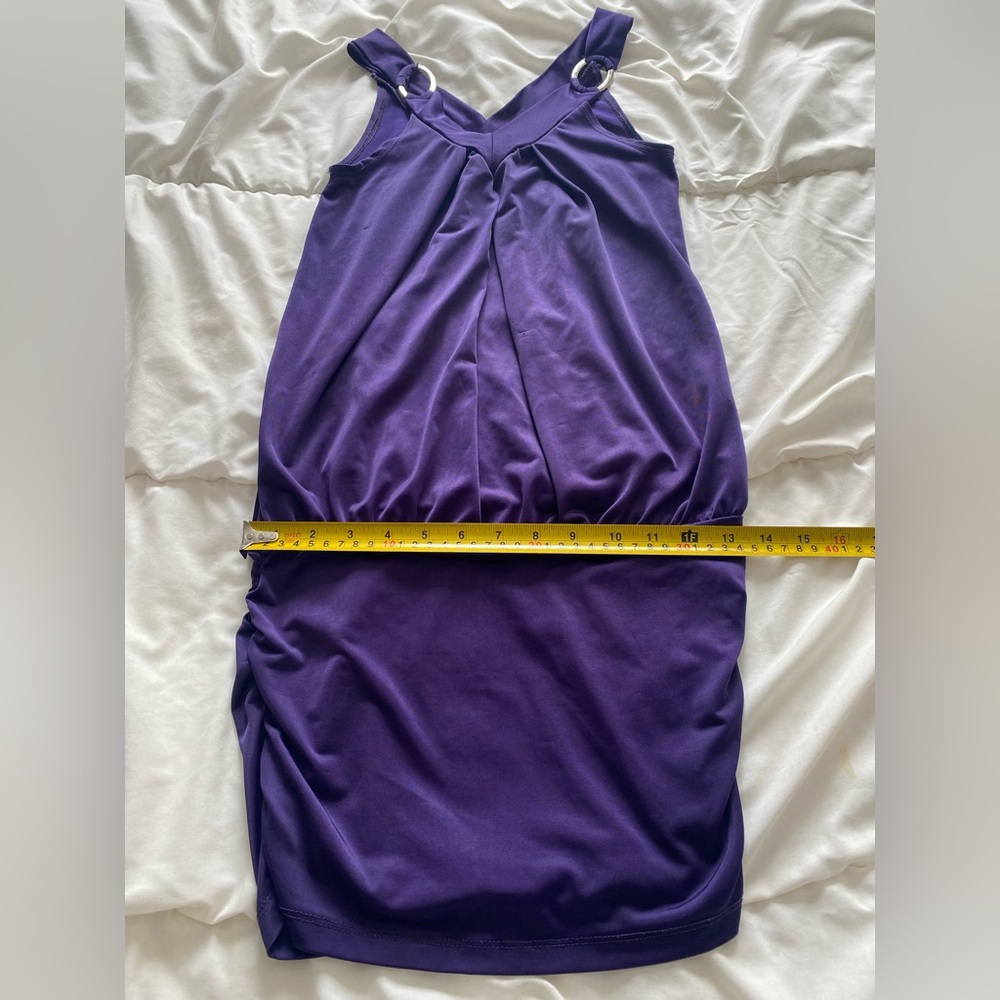 Seductions Y2K Purple Bodycon Dress with Silver Ring Accents - Picture 6 of 6